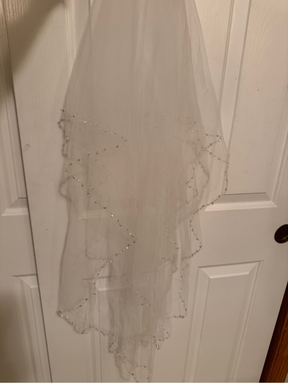 ✨ NWT David’s Bridal Floral Appliqué Halter Wedding Gown + Beaded Veil | $1,928 - Picture 11 of 14